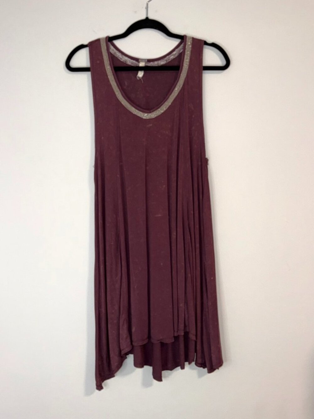 Sea Gypsies Draping Asymmetrical Mineral Washed Dress Plum Metallic Embellishmen